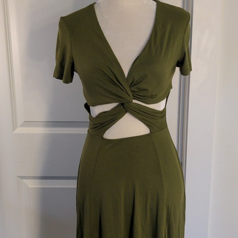 NWOT asos Olive Green Cut Out Twist Dress